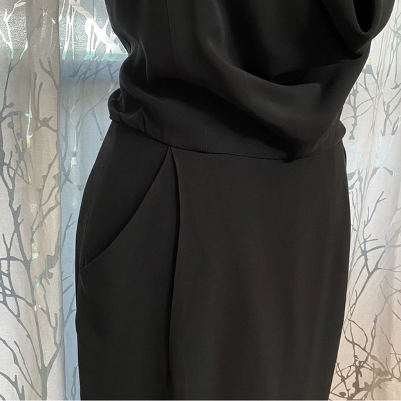 LAFAYETTE 148 NEW YORK black cowl neck sleeveless back button up midi dress - Picture 6 of 11